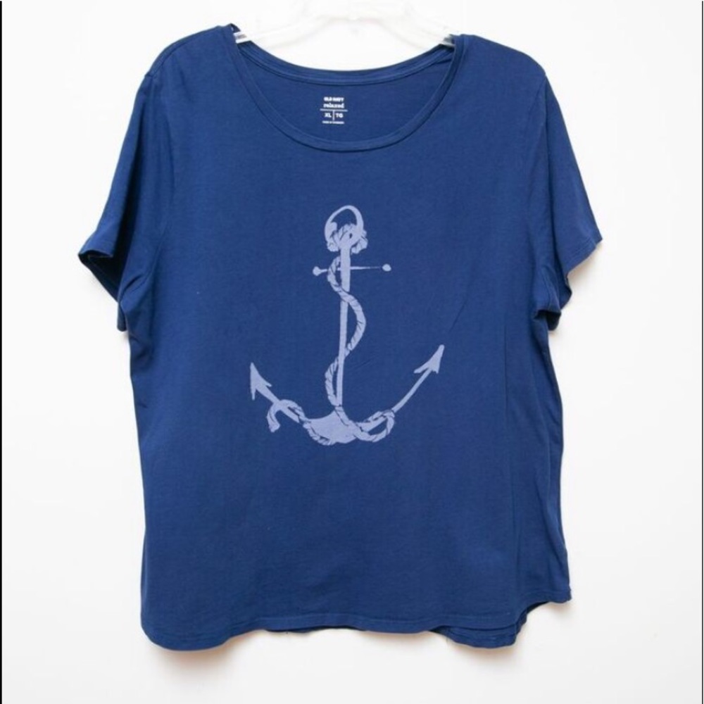 Blue short  sleeve t shirt with anchor